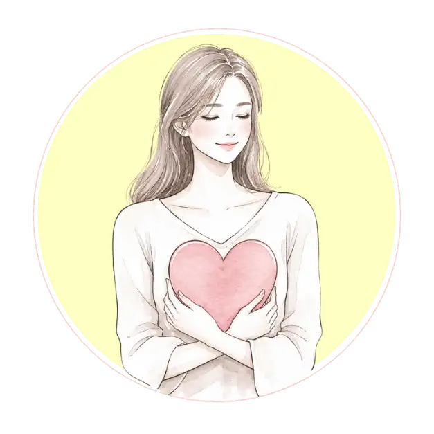 自分を大切にし、自己肯定感を育てる女性を表現したStrongLadyのイラスト